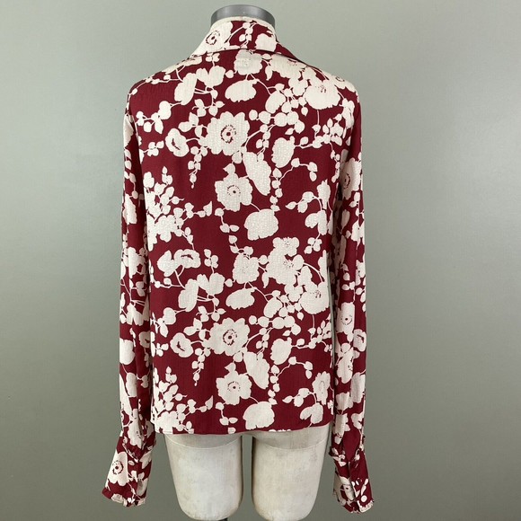 Alexis Womens Blouse Top S Red Floral Lace Up Boho Rayon Viscose Neiman Marcus - Picture 5 of 10